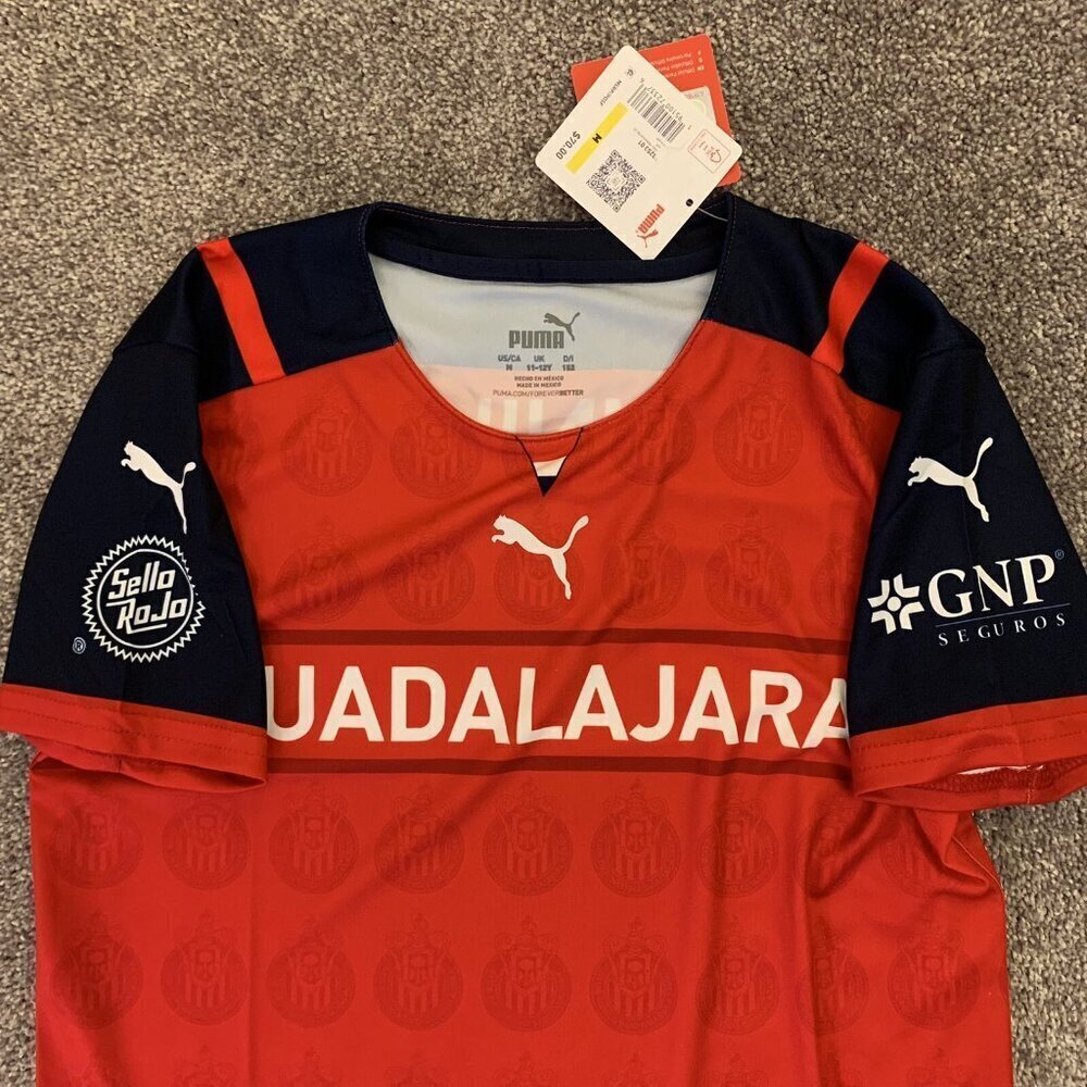 NWT $70 Puma Kids Chivas De Guadalajara Red Soccer Jersey Youth Size M (11-12Y) - Picture 5 of 12